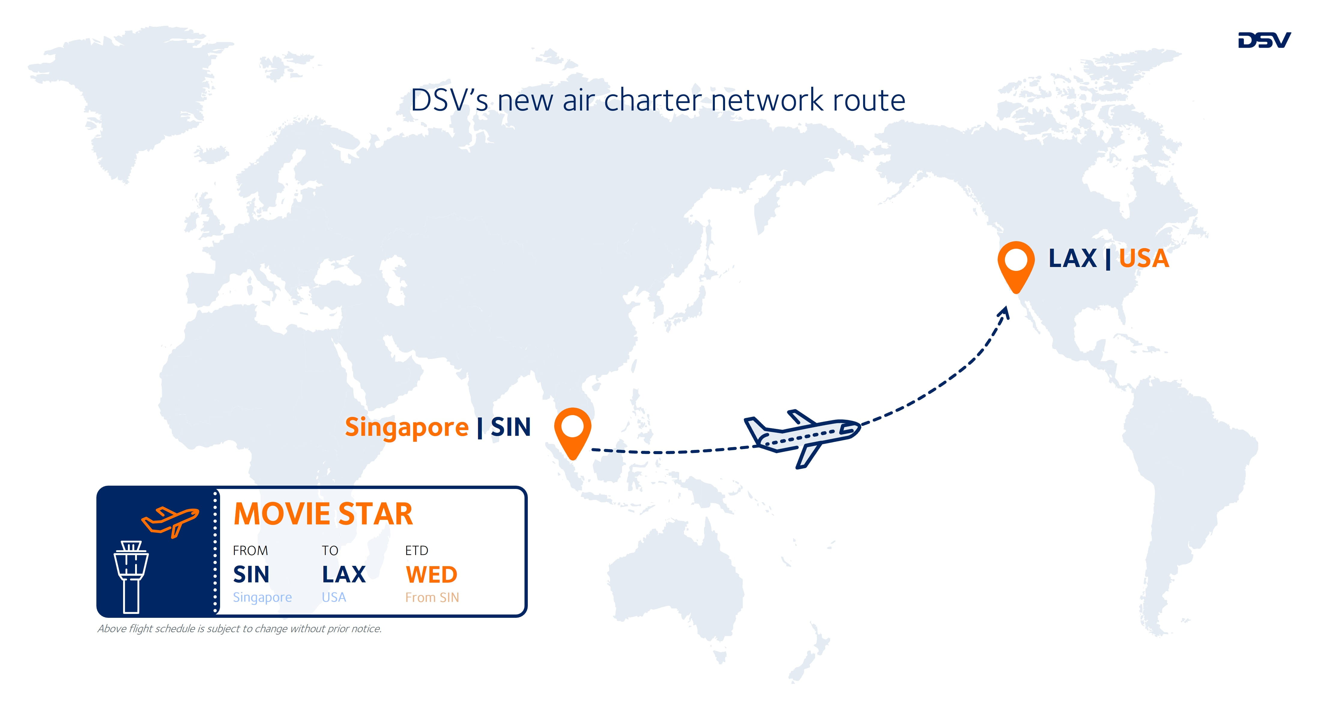 DSV's new air charter network route